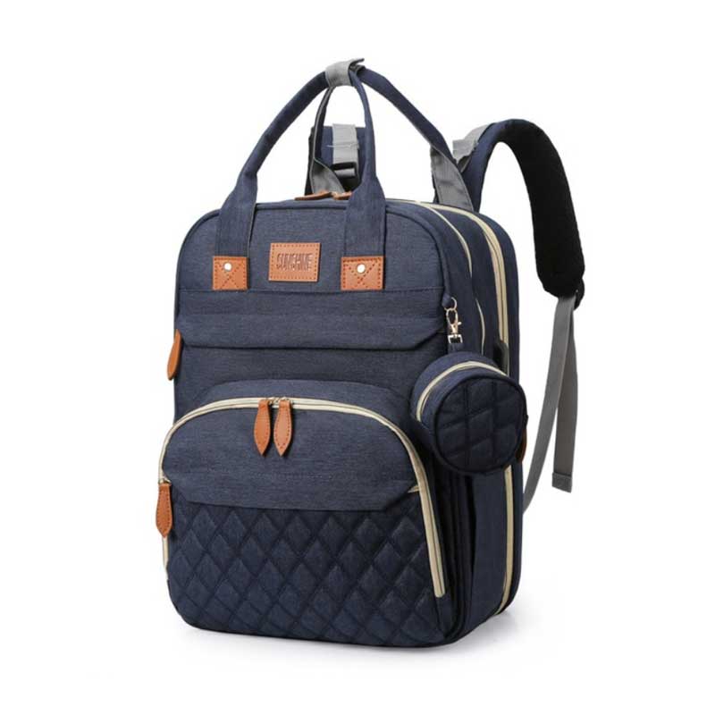 Sac a langer lit Oxford bleu marine pour parents nomades